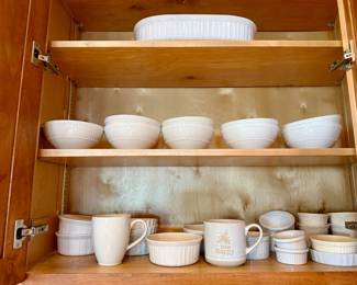 Various white dishes and ramekins 