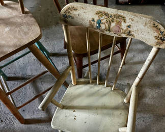 Lot 450: 3 child size wooden chairs