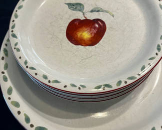 Lot 87: Fruit-patterned ceramic dishware stack