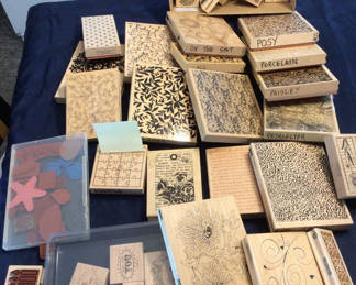 Lot 112: Assorted wooden stamp blocks with decorative patterns