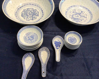 Lot 88: Assorted porcelain bowls, plates, spoons, and cups