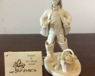 Lot 19: White ceramic cloaked figure with animal companions figurine
