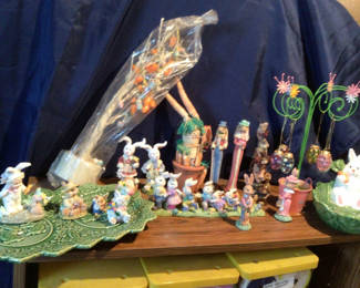 Lot 454: Easter Bunny Figurines and Egg Ornaments
