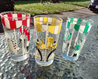Lot 3: Set of three circus decorated  glass tumblers