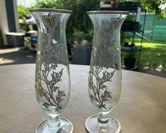 Lot 13: Pair of Etched Glass Vases