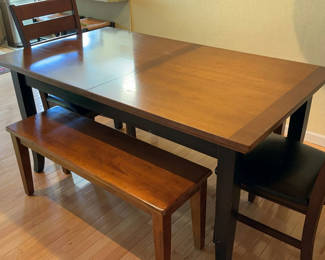 Lot 5: Pottery Barn Dining Room Table, Chairs And Benches