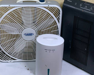 Lot 59: Box Fan, Air Purifier And Small Dehumidifier