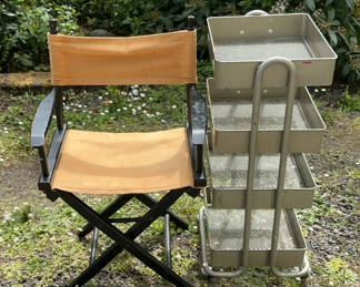 Lot 71: Directors Chair And Rolling Metal Cart