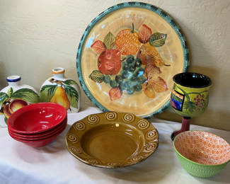 Lot 11: Fruit-themed ceramic dishware and decorative pieces