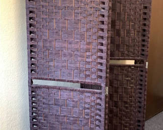 Lot 58: Four Panel, Brown Woven Folding Screen