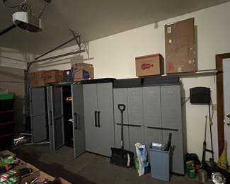 Lots of Rubbermaid storage shelves 