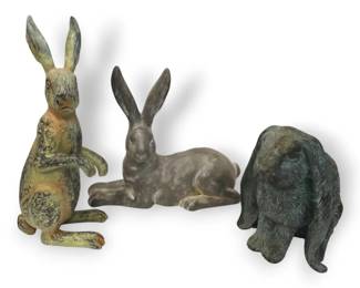3 Large Bunny Figurines