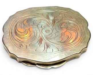 Vintage Engraved Powder Compact