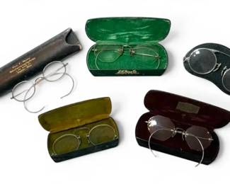 Vintage  Antique Glasses Including 14k  Gold Fill Nose Pieces