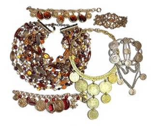 Vintage Les Bernard Coin Medallion Choker And More Ancient Coin Reproduction Jewelry