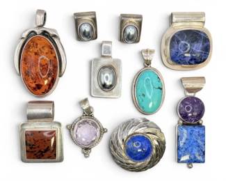 Sterling Silver and .900 Silver Pendants with Colorful Stones