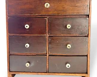 Antique Wooden Miniature Chest Of Drawers