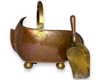 Antique Copper  Brass Coal Scuttle