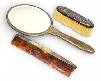 International Sterling Hand Mirror, Comb,  Clothing Brush