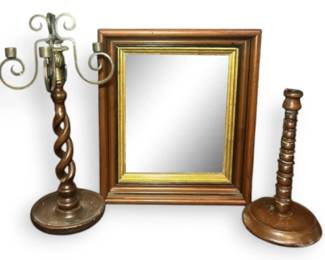 Vintage Mirror  Candle Holders