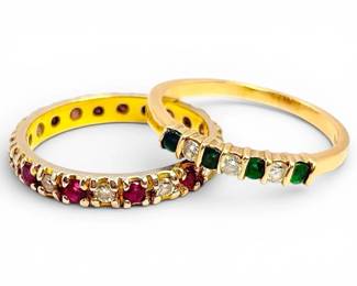 14k Gold and Diamond Rings, Size 4.5 2.91g Total