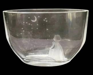 Orrefors Etched Crystal Vase Wish To The Moon