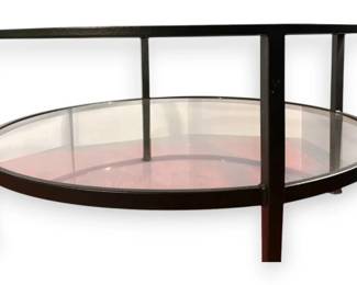 Pottery Barn Tanner Coffee Table With Glass Shelf In Middle