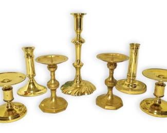 7 Brass Candleholders  Baldwin, Coppercraft  More