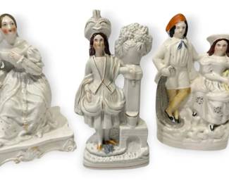 3 Antique Staffordshire Porcelain Figures