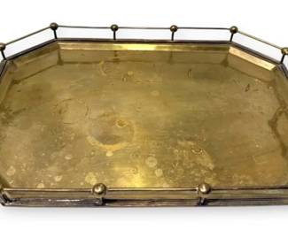 Hollywood Regency Octagon Shaped Brass Tray