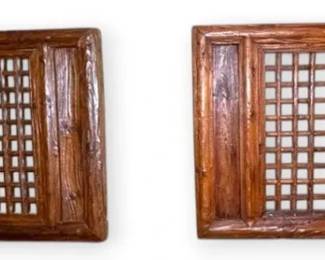 Vintage Chinese Wooden Lattice Window Panels