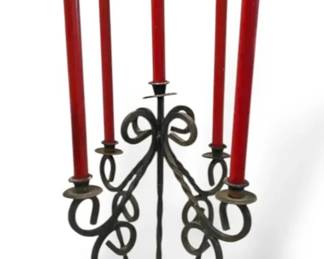 Gothic Style Black Wrought Iron Candlelabra