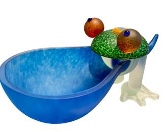 Borowski Glasstudio Hopper Frog Bowl - Hand-Blown Polish Art Glass