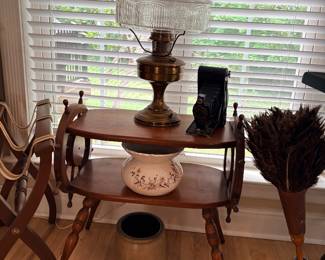 Aladdin glass & brass electric lamp