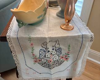 Needle point table runner & linens