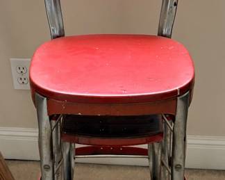 vintage red and chrome Cosco retro chair step stool