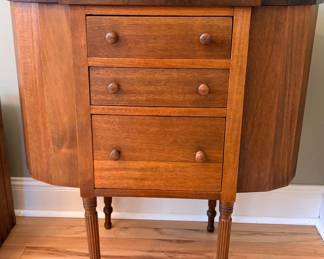 Antique Martha Washington Style 3 Drawer Flip Top Sewing Cabinet