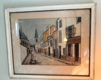 Maurice Utrillo Print French Village Street Scene Framed