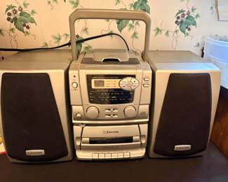 Emerson portable stereo system, model PD6721, featuring a CD player, cassette deck, and AM/FM radio with detachable speakers