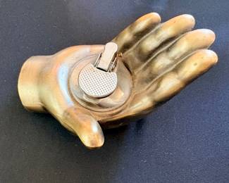 MCM brass hand shaped table lighter