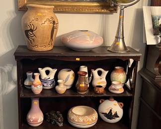 SW pottery + carved wood nativity set