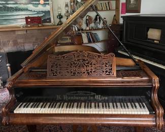 Beautiful antique baby grand piano c1880s