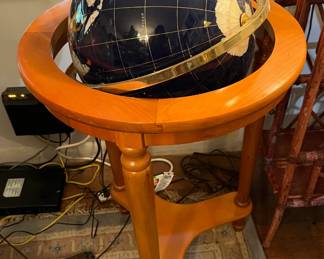 Library world globe made of semi precious stones