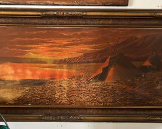 Old print is damaged, but frame is exceptionally nice