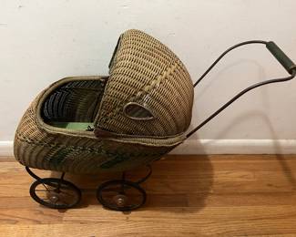 Antique J C Penney wicker doll buggy - great condition