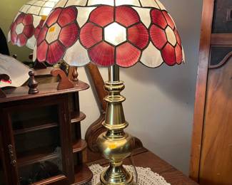 1970s Capize shell lampshade on brass base