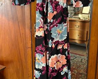 1970s halter top dress with short tied jacket - Hawaiian design fabric