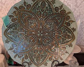 CEARCO Hand-Painted Ceramic Plate with 24K Gold