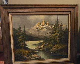 Mountain Landscape Oil Painting by G. Whitman