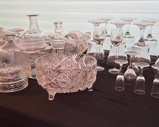 Assorted Cut Crystal Glassware and Decorative Items
